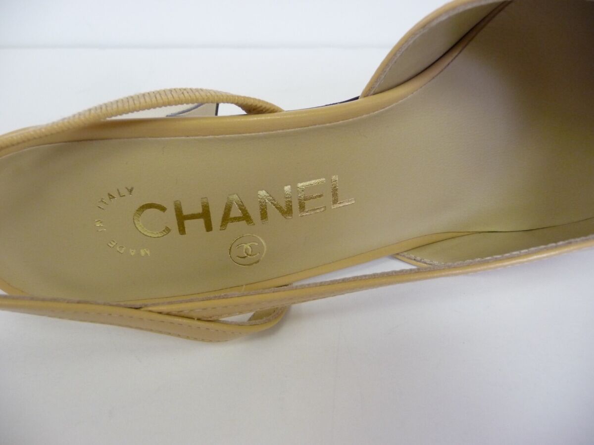 Chanel 22S G31318 Two-tone Slingback Heel Pumps 37-40 EUR sizes