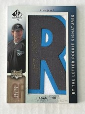 Adam Lind 2007 SP Authentic By The Letter R Signatures Auto /75 Patch Blue Jays