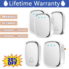 WIRE FREE WIRELESS DOOR CHIME SET KIT 36 TUNES SOUNDS BELL BATTERY OPERATED