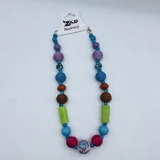 ZAD Multi Color Wood Colorful Necklace 16” New
