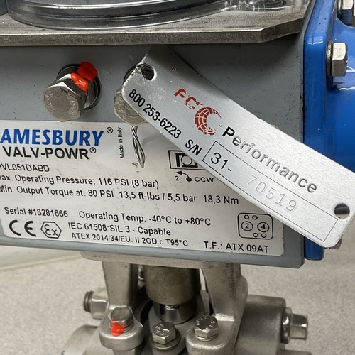 NEW Jamesbury VPVL051DABD 1” Stainless Ball Valve W/ Solenoid & Limit Switch - Picture 7 of 10