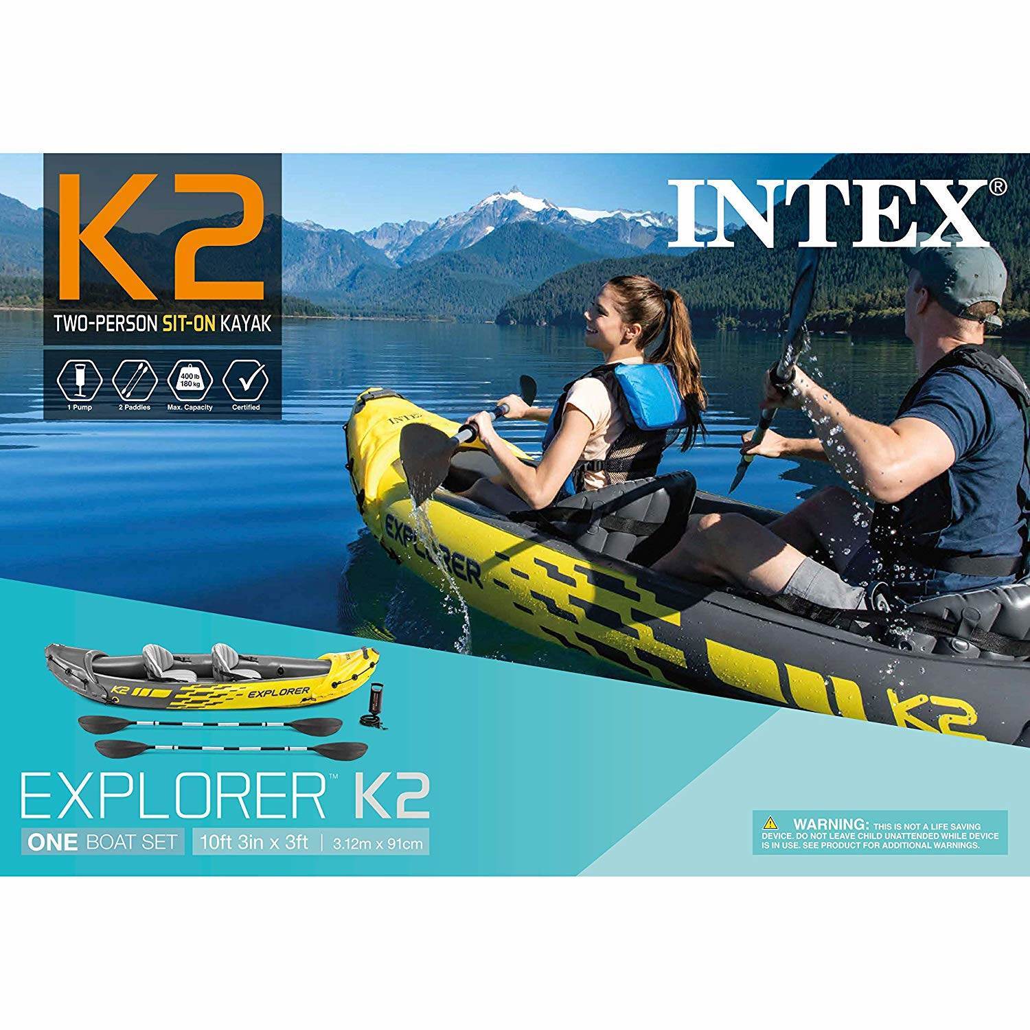 Intex 2-Person Inflatable Kayak w/ Oars & Air Pump & 4 Person Boat w/ Oars &Pump