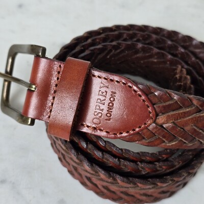 Osprey London Leather Plaited Belt Medium Tan Brown Unisex 