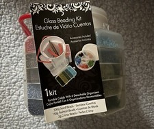 Darice Glass Beading Kit Seed Fashion Beads, Pail 6 Detachable Organizers Pliers