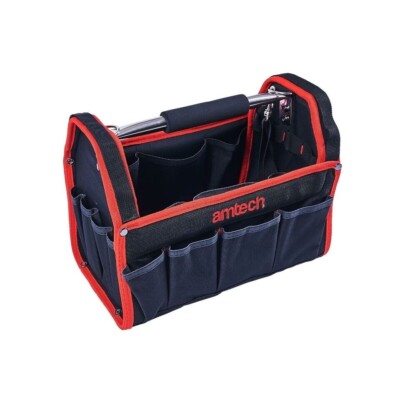 Amtech 19 Taschen offene Tragetasche Werkzeug Caddy Tasche Tragetasche mit strapazierfähiger Reisetasche 13''
