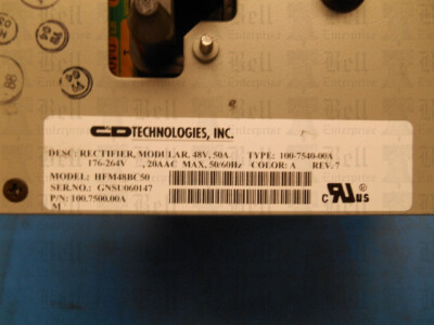 Ratelco Electronics 50A MODR 48V RECTIFIER 100-7500-00   PWDQAH88AA HFM48BC50