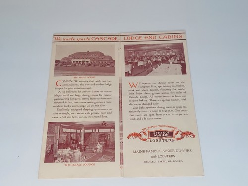 1940's The Cascade Lodge And Cabins Brochure Saco Maine - Picture 4 of 4