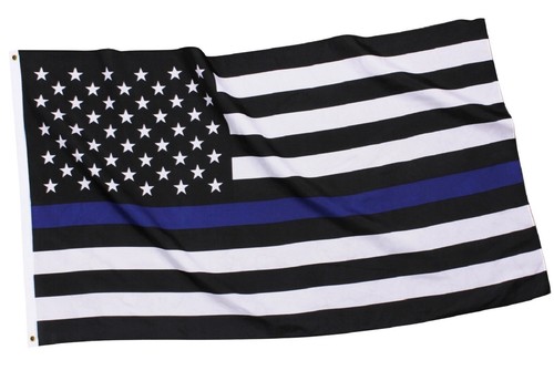The Thin Blue Line Polyester Hanging Flag - 2' x 3' Polyester USA American Flag - 第 1/2 張圖片