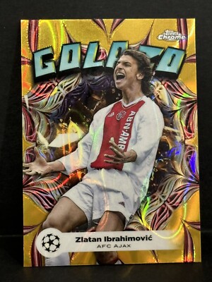 2023-24 Topps Chrome UCC Ajax Zlatan Ibrahimovic Golazo Gold Lava