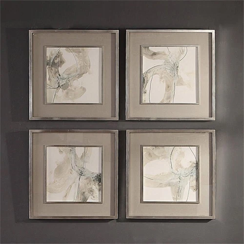 Uttermost Divination Wood Glass Paper Abstract Art in Gray/Off White (Set of 4) - Picture 2 of 7