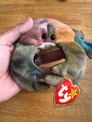 SUPER RARE Ty Beanie Babies Claude the Crab - Missing Antennas! Plus Errors!
