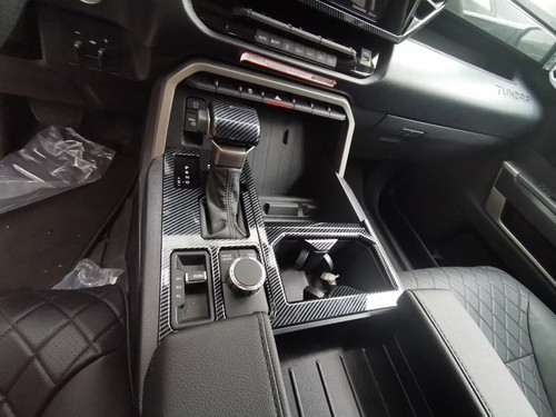 For 2025 Toyota Tundra Accessories Carbon Fiber Gear Shift Panel Cover Trim - Picture 6 of 16