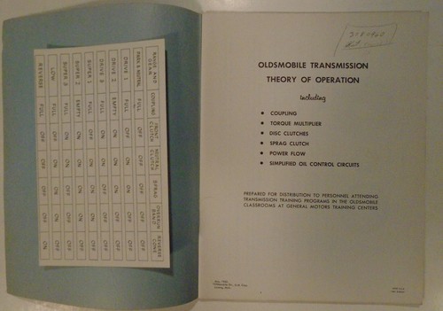 Oldsmobile Transmission Theory Of Operation Mechanics Reference Manual 1961 - Picture 2 of 6