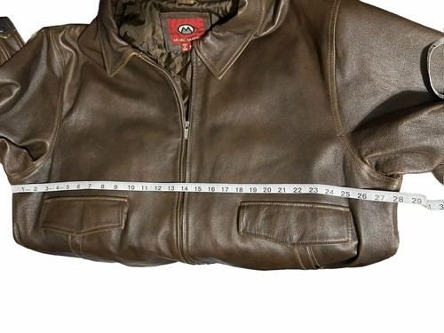 MARC MATTIS Men’s Size 2XL Brown Leather Bomber Jacket - Picture 8 of 11