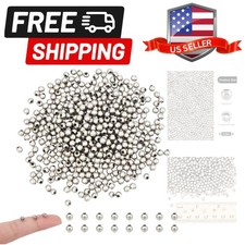 1000 PCS 4mm 304 Stainless Steel Beads Smooth Round Metal Spacer Beads Loose ...