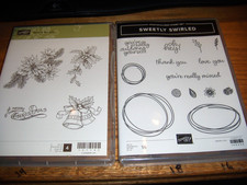 12 USED STAMPIN-UP SETS WITH CASES CLING FREE SHIP READ DISCRIPTION BELOW