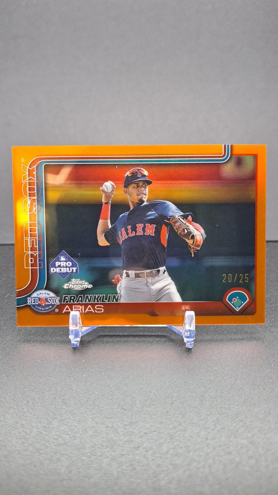 2025 Topps Pro Debut #PDC-138 Franklin Arias True Orange Chrome Refractor #/25