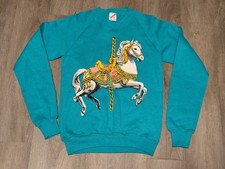 Vintage 80s Carrousel Horse Sweatshirt Crewneck Made In USA