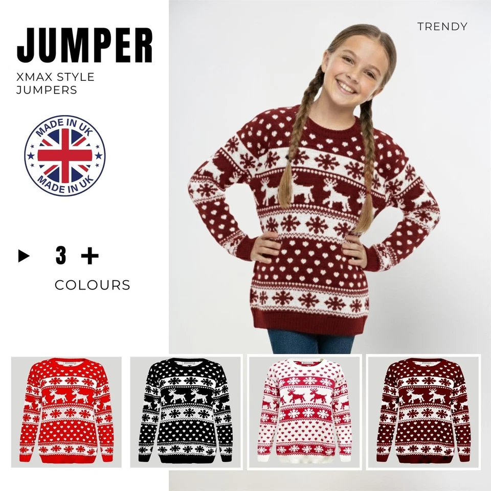 COCOAVENUE Jungen Mädchen Weihnachtspullover Neuheit Strickbommel Weihnachtspullover Kinderpullover