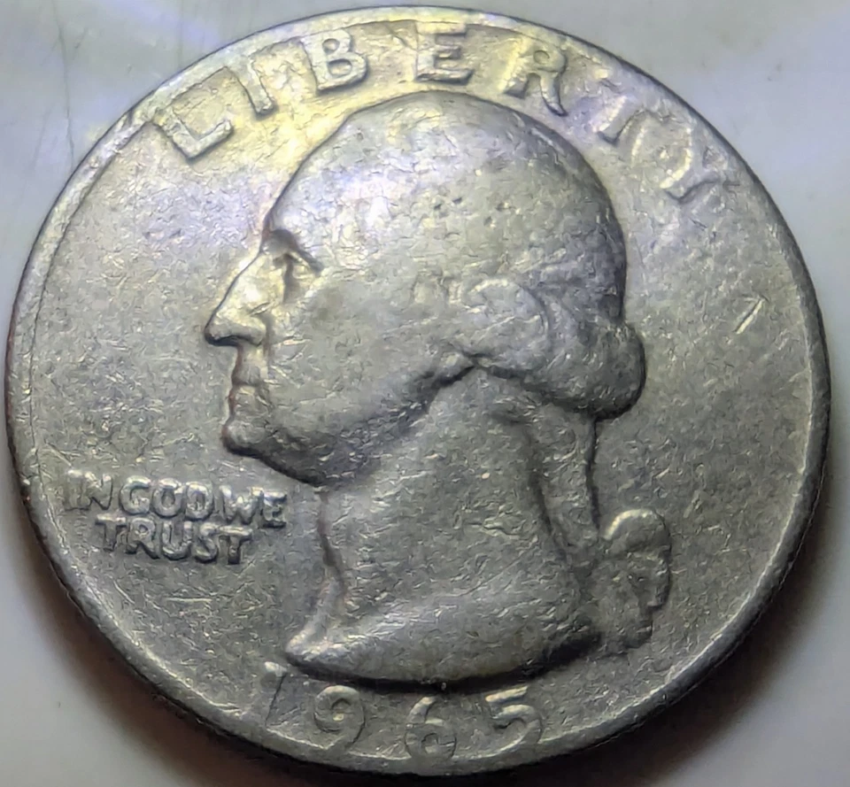 Washigton Quarter 1965 Mint Error No Mint Mark - Date & Letters On Rim - Image 2 of 4