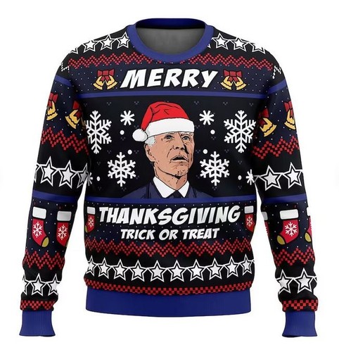 Sweter Merry Thanksgiving President brzydki świąteczny - Zdjęcie 1 z 3