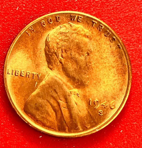 1946-S Lincoln Wheat Cent Penny GEM RED BU From an Original Bank Roll