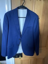 Burton Menswear London Men’s Blue Slim Herringbone 3pc Suit 40R 34R 34R