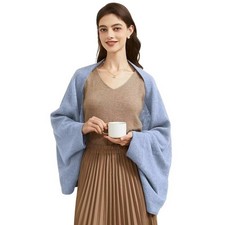 Women Open Front Cashmere Shawl Wrap Scarf Sleeves Outer Warm Poncho Cape