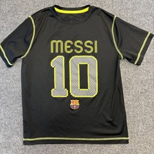 FC Barcelona Boys Medium Lionel Messi 10 Soccer Team Football Club Shirt Black