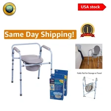 Convenient Folding Commode with Liners - Perfect for Seniors and Camping Trips
