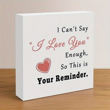 2D 1P "I Love You" Wooden Box Sign Heart Valentine's Day Gift Love Mom Dad 5x5