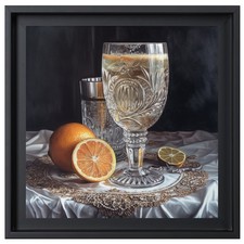 🍋 Tableau Nature Morte 30x30 cm – Verres & Citrons – Peinture Contemporaine
