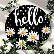 Charming Sunflower and Dot Hello Welcome Tin Metal Signs Home D cor 8x8