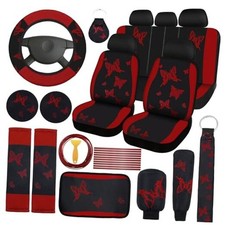 43 Pcs Butterfly Car Seat Full Set Butterfly Car Accessories for Dark Red