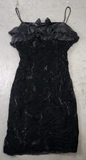 Vintage Gunne Sax By Jessica McClintock Dress Black Spaghetti Straps Bow A 