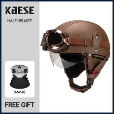 Casco de motocicleta vintage media cara hombres mujeres unisex scooter aprobado por el DOT