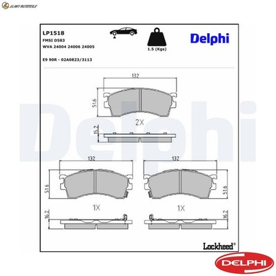 BREMSBELAGSATZ SCHEIBENBREMSE LP1518 FÜR MAZDA MX-6 TELSTAR/IV/CRONOS CAPELLA