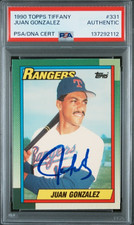 1990 Topps Tiffany #331 Juan Gonzalez Signed Rookie Card Autograph RC Auto PSA. rookie card picture