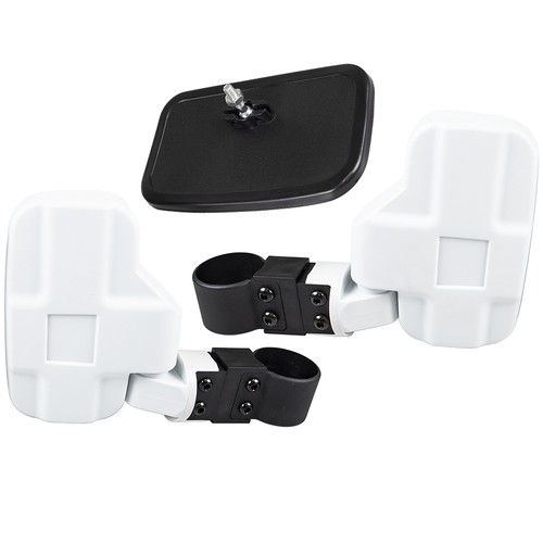 White Breakaway Side Rear View Mirror for Offroad UTV 1.75 Inch Cage 1998-2025 - Bild 2 von 6