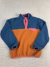 Patagonia Synchilla Pullover Youth 12 Blue Orange Fleece Snap-T Sweatshirt