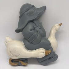 Vintage Burwood Style Mother Goose Plastic Wall Plaque -Nursery Decor Grey/White