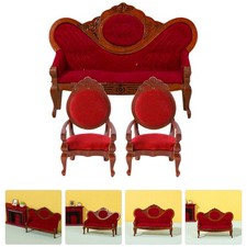 Miniature Doll Decor 3pcs Mini Sofa Set For Doll House Living Room Layout