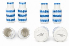 Set of 2 decorative blue and white earthenware vases