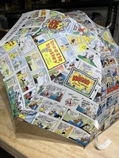 Vintage Newspaper Umbrella Cartoon Comic Strip Print Wood Handle Blondie Hagar