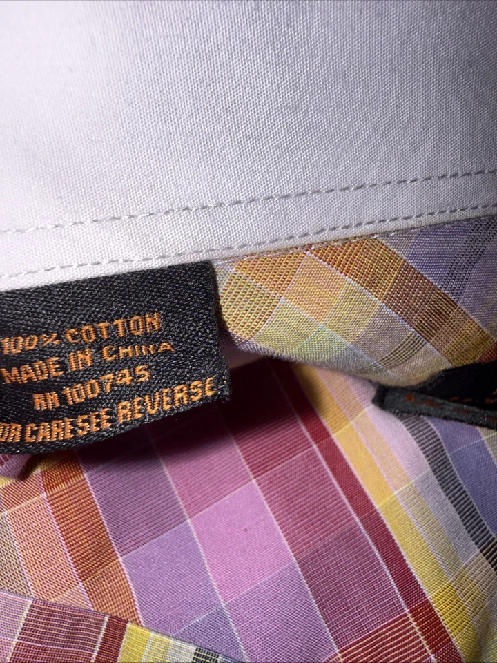 Steven Land Hombre Multicolor Cuadros Ajuste Moderno Fr. Camisa Puño L/S Talla 4X/Alta Foto 3 de 4