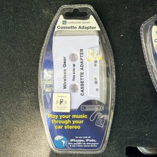 Wireless Gear White Cassette Adapter Tape AUX 3.5mm Jack / Car Radio iPhone NEW