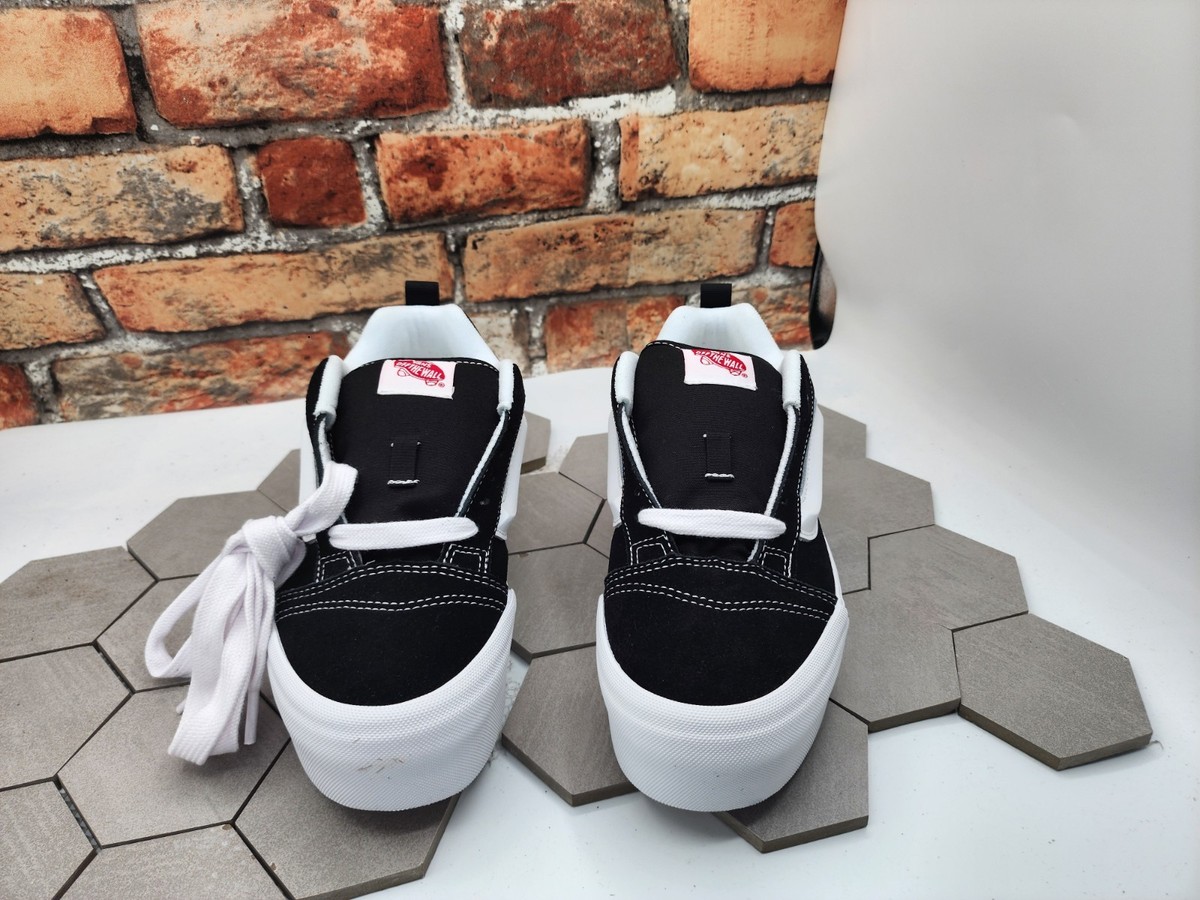 VANS Knu Stack Platform Lift Shoes Black White Platform Shoes