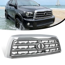 Front Grille For 2008-2017 Toyota Sequoia Platinum Chrome Shell W Gray Insert