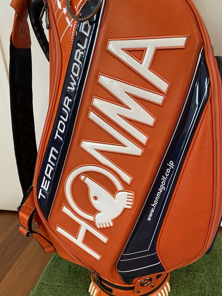 Honma Tour World Orange bolsa de carrinho multifuncional bolsa caddy de golfe rara usada no Japão - Imagem 4 de 4
