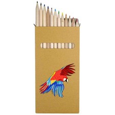 12 x 'Red Macaw Parrot' Long 178mm Coloured Pencils / Pencil Set PE00019472 